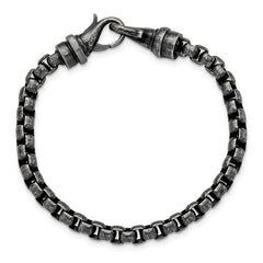 Chisel Stainless Steel Antiqued 8.5 inch Box Chain Bracelet