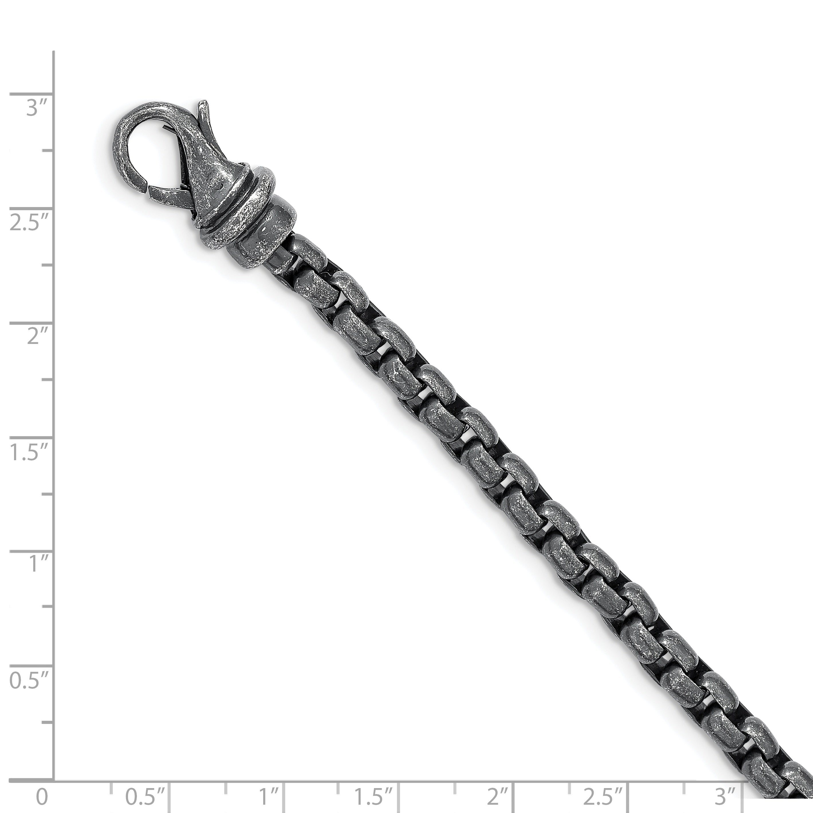 Chisel Stainless Steel Antiqued 8.5 inch Box Chain Bracelet