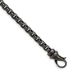 Chisel Stainless Steel Antiqued 8.5 inch Box Chain Bracelet