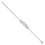 Stainless Steel Polished Honeycomb 7in w/1in ext. Bracelet