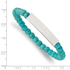 Turquoise Beaded Stretch Bracelet in Stainless Steel with ID Plate