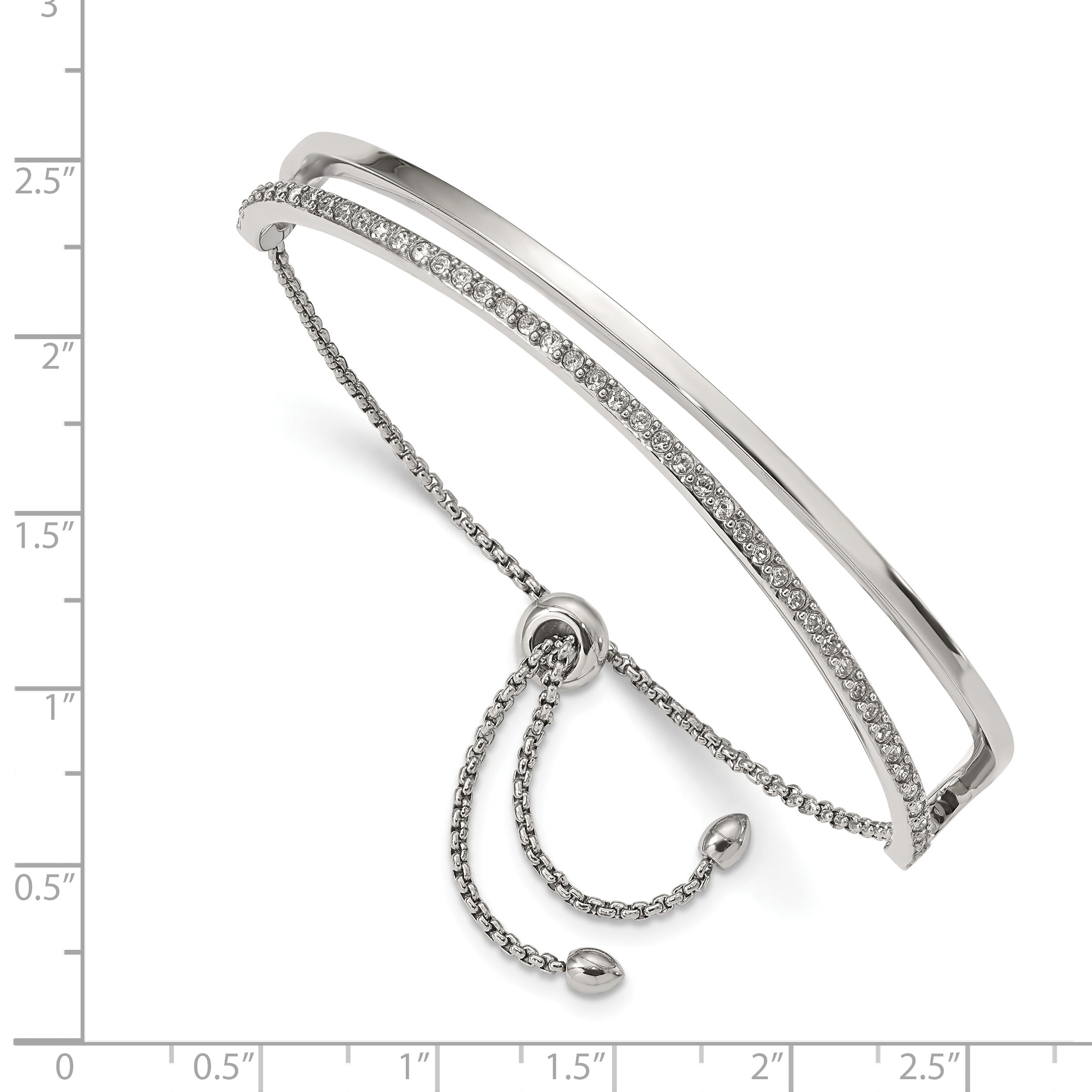 Chisel Stainless Steel Polished with Crystals from Crystal Adjustable Bangle Bracelet - Up to 9