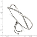 Chisel Stainless Steel Polished with Crystals from Crystal Twised Adjustable Bangle Bracelet - Up to 9