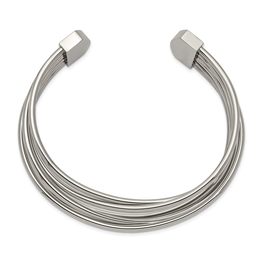 Chisel Stainless Steel Polished Twisted 18mm Cuff Bangle