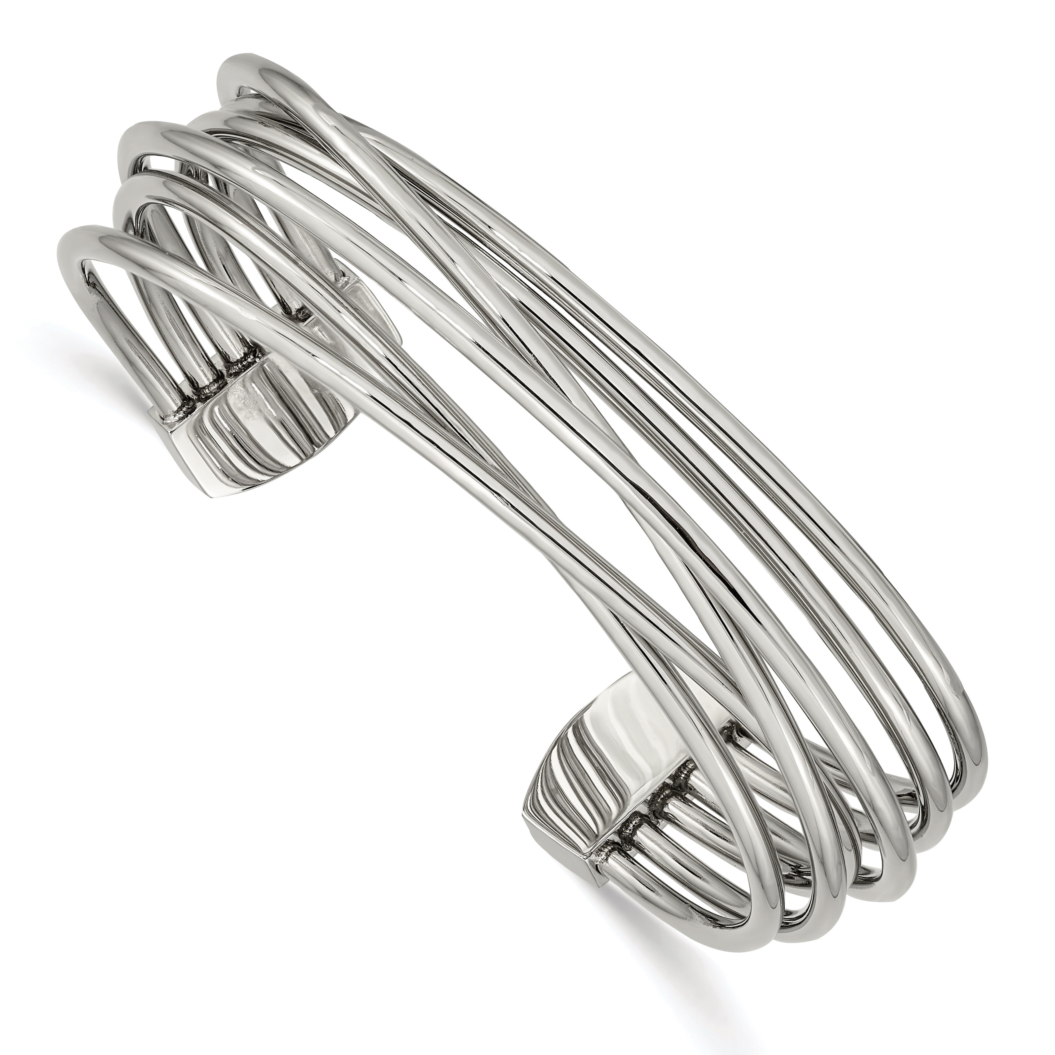 Chisel Stainless Steel Polished Twisted 18mm Cuff Bangle