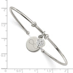 Chisel Stainless Steel Polished with Preciosa Crystal and Infinity Dangles Flexible Cuff Bangle