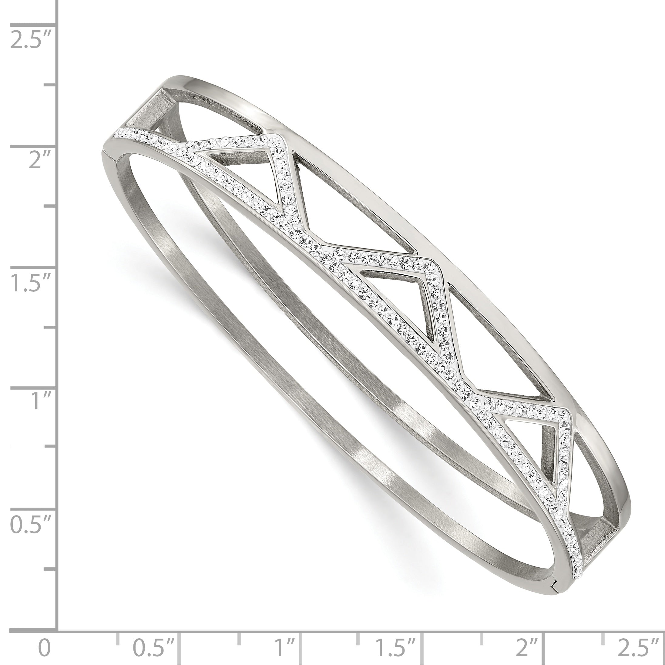 Chisel Stainless Steel Polished with Preciosa Crystal 10mm Hinged Bangle Secondary image
