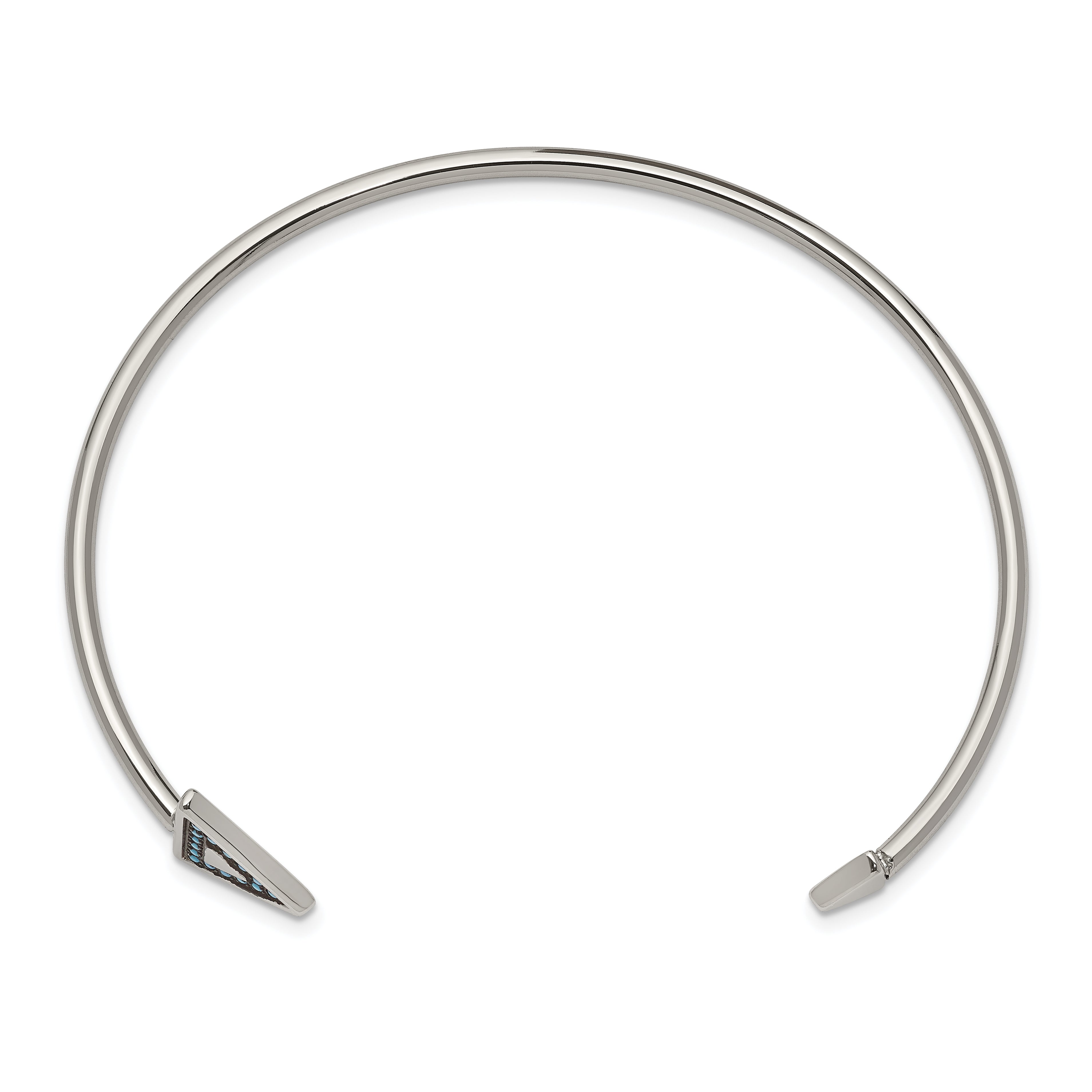 Stainless Steel Polished with Reconstructed Turquoise Triangle Bangle Secondary image
