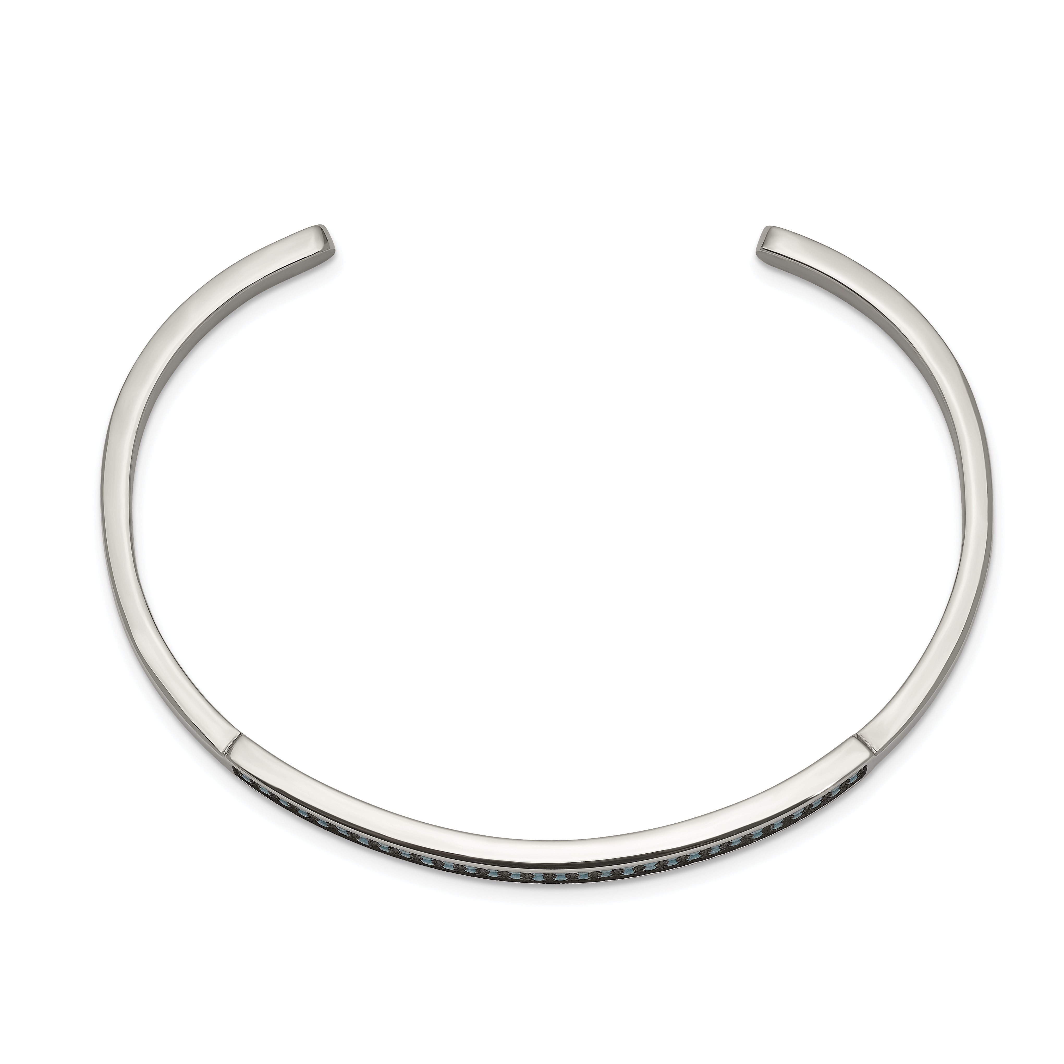 Stainless Steel Polished w/Reconstructed Turquoise 5mm Cuff Bangle Secondary image