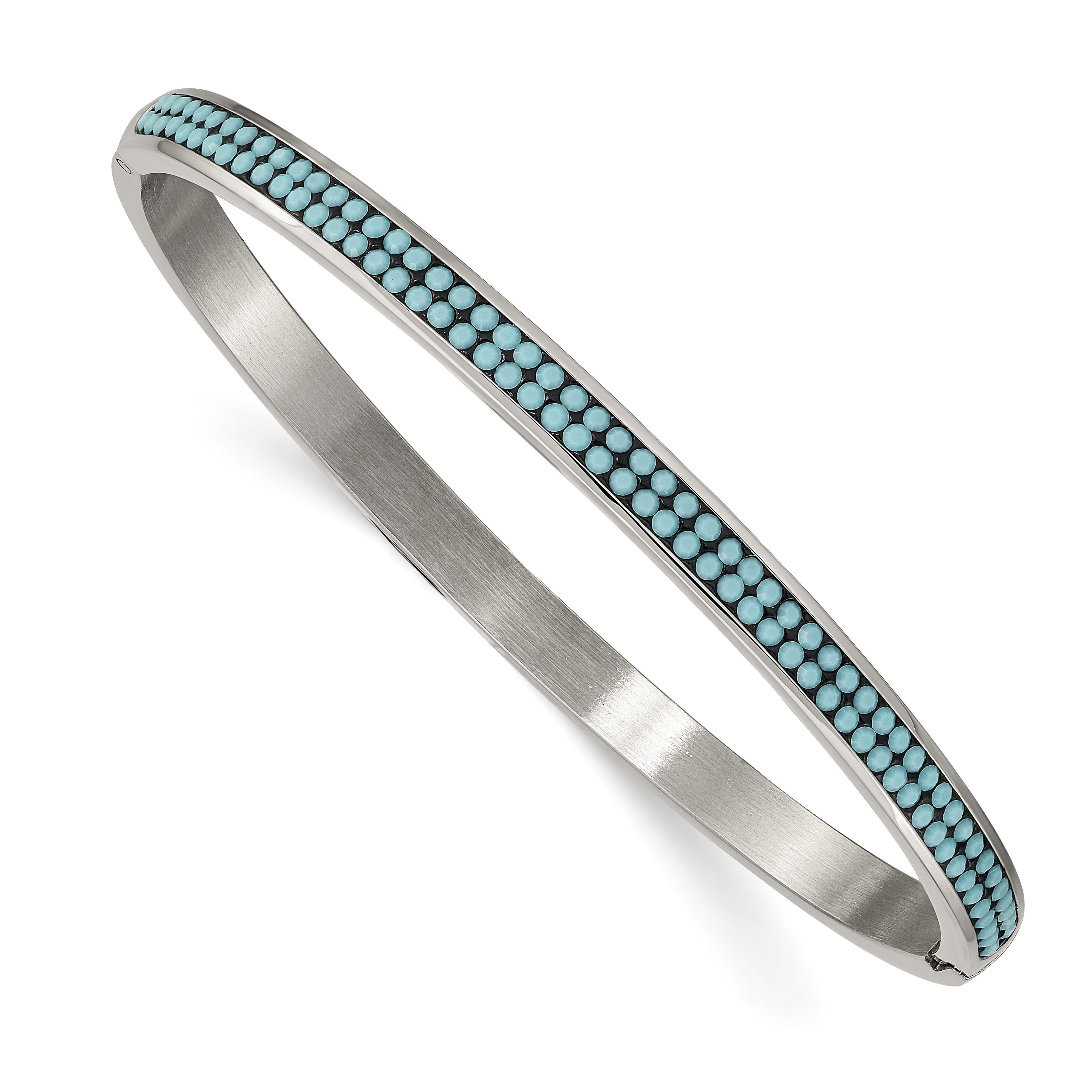 Stainless Steel Polished w/Preciosa Crystal 4.75mm Hinged Bangle Main image