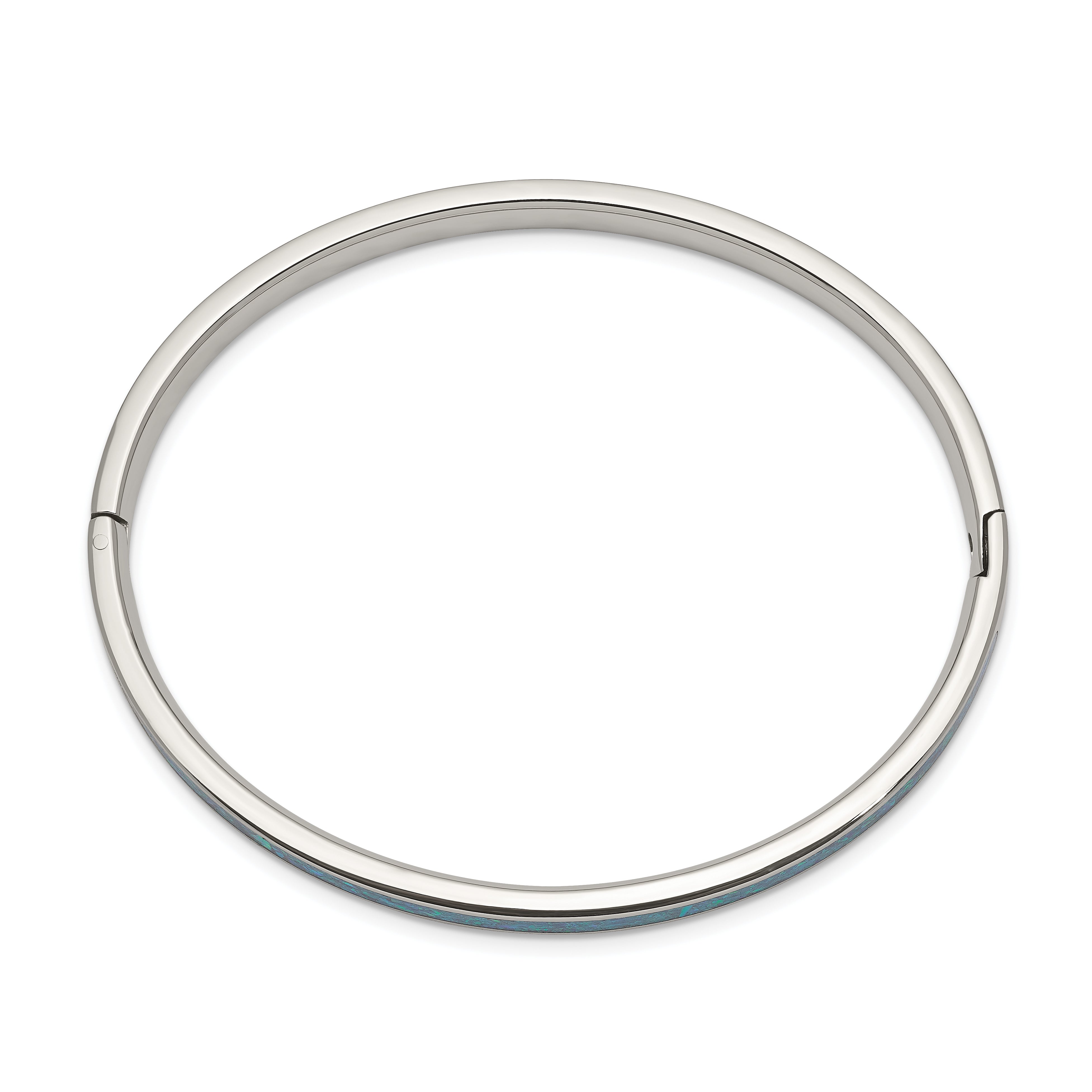 Chisel Stainless Steel Polished Imitation Opal 4.75mm Hinged Bangle Secondary image