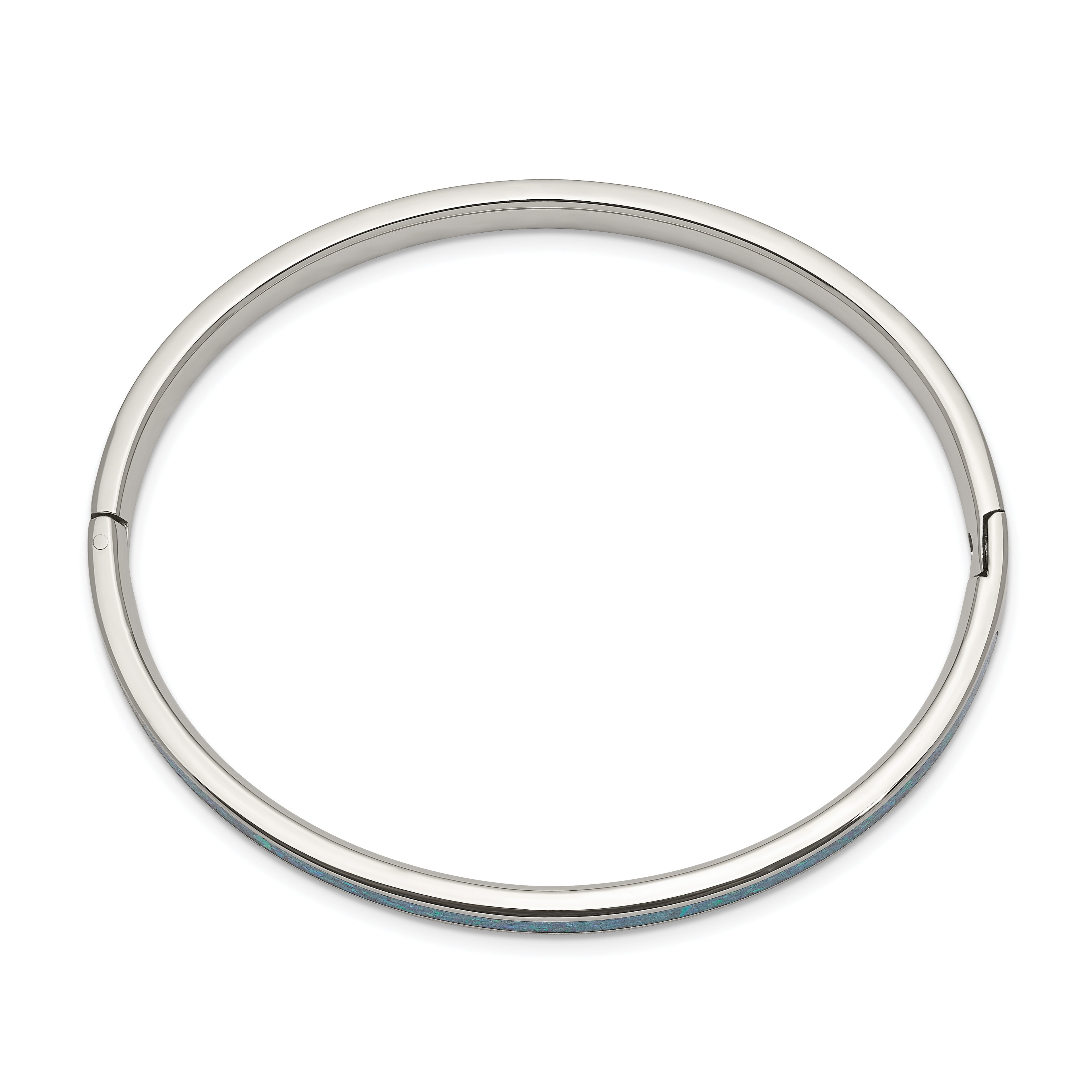 Chisel Stainless Steel Polished Imitation Opal 4.75mm Hinged Bangle
