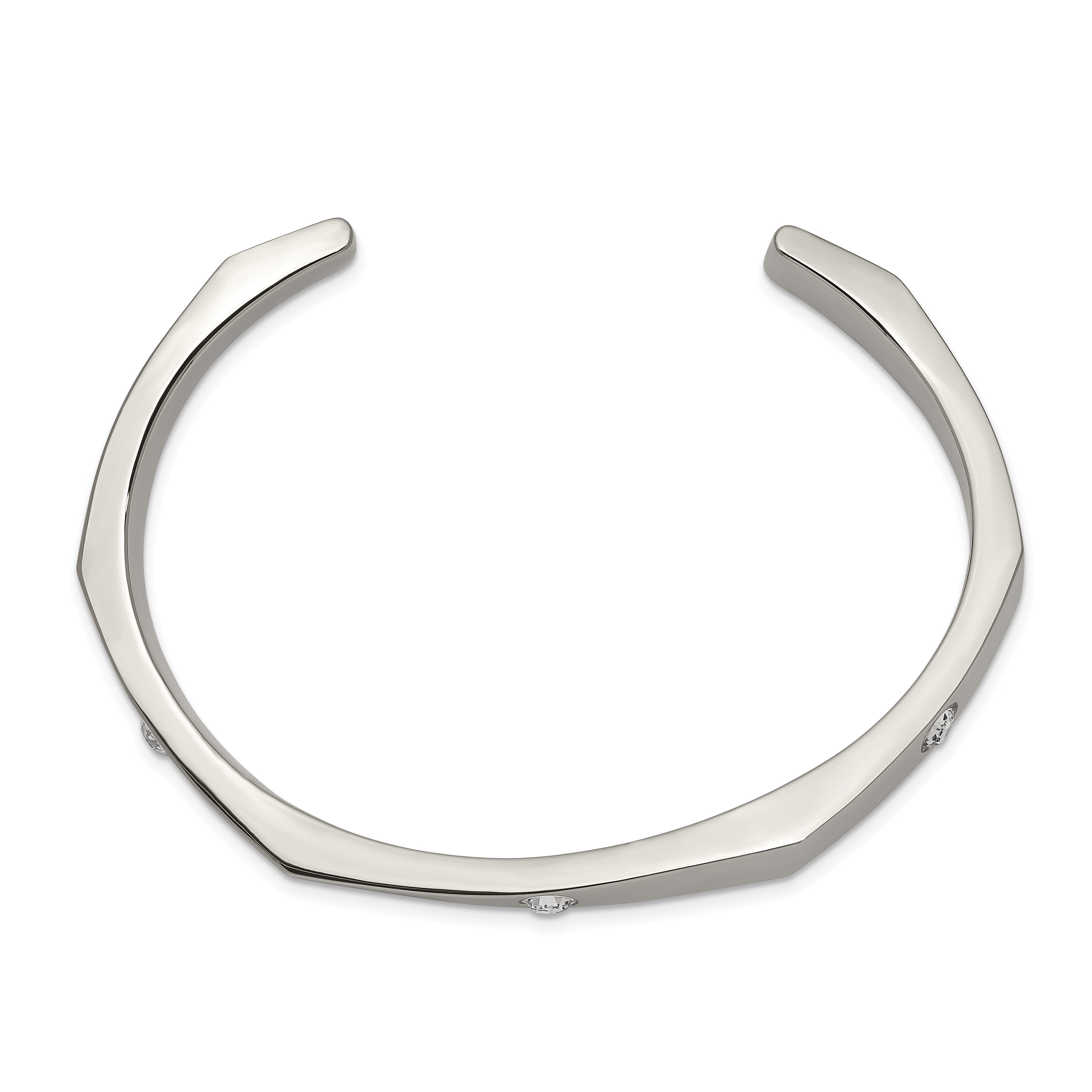 Chisel Stainless Steel Polished with Crystals from Crystal 6mm Cuff Bangle Secondary image