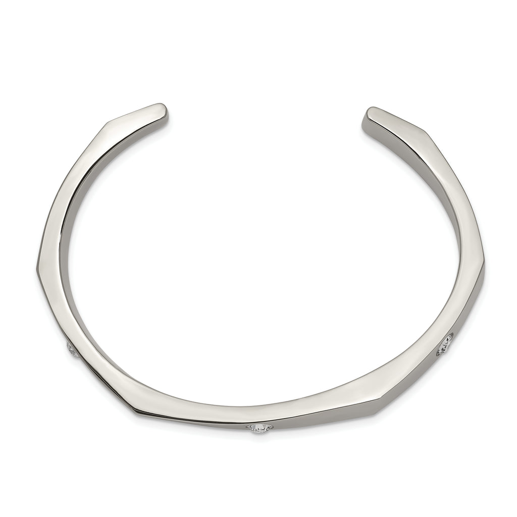 Chisel Stainless Steel Polished with Crystals from Crystal 6mm Cuff Bangle