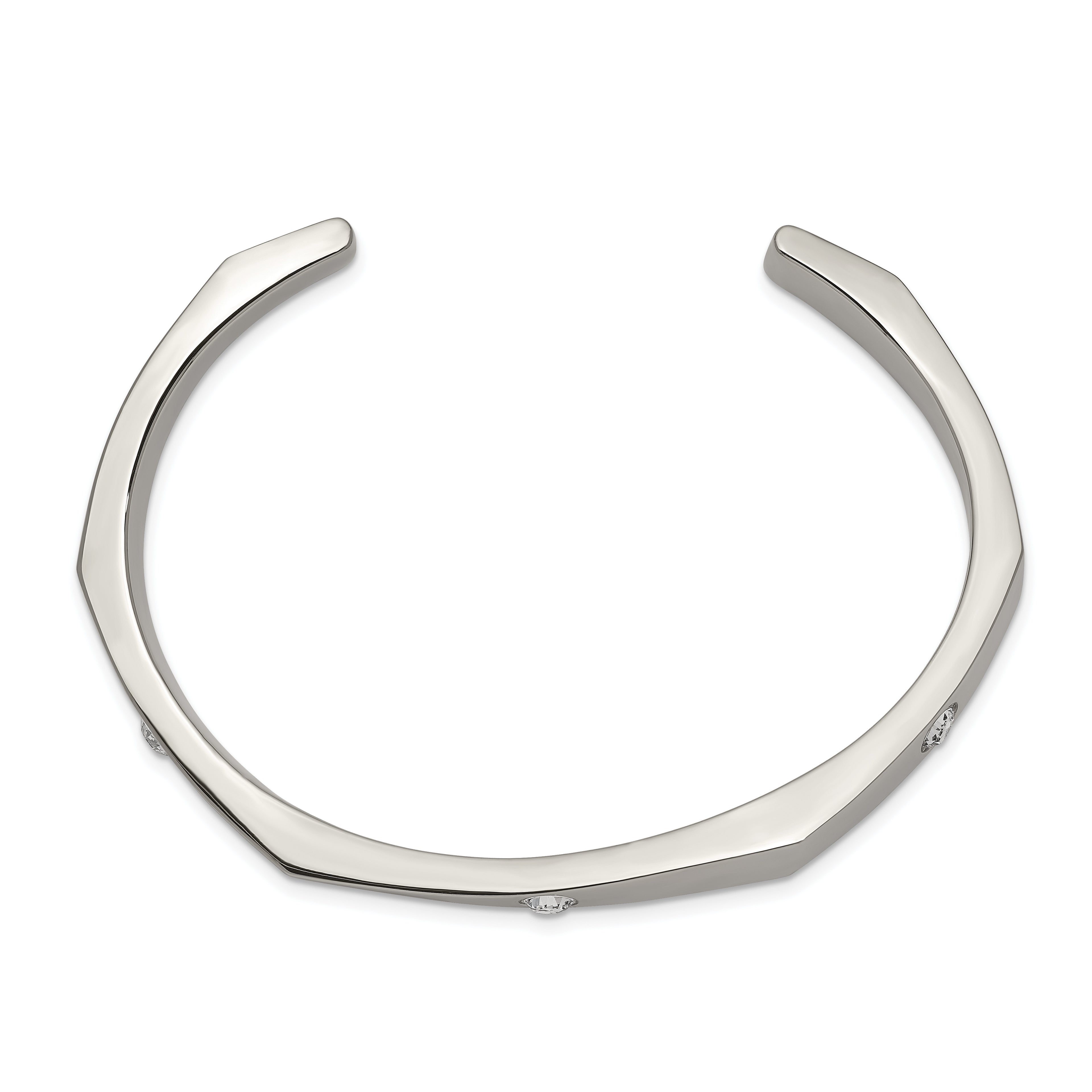 Chisel Stainless Steel Polished with Crystals from Crystal 6mm Cuff Bangle