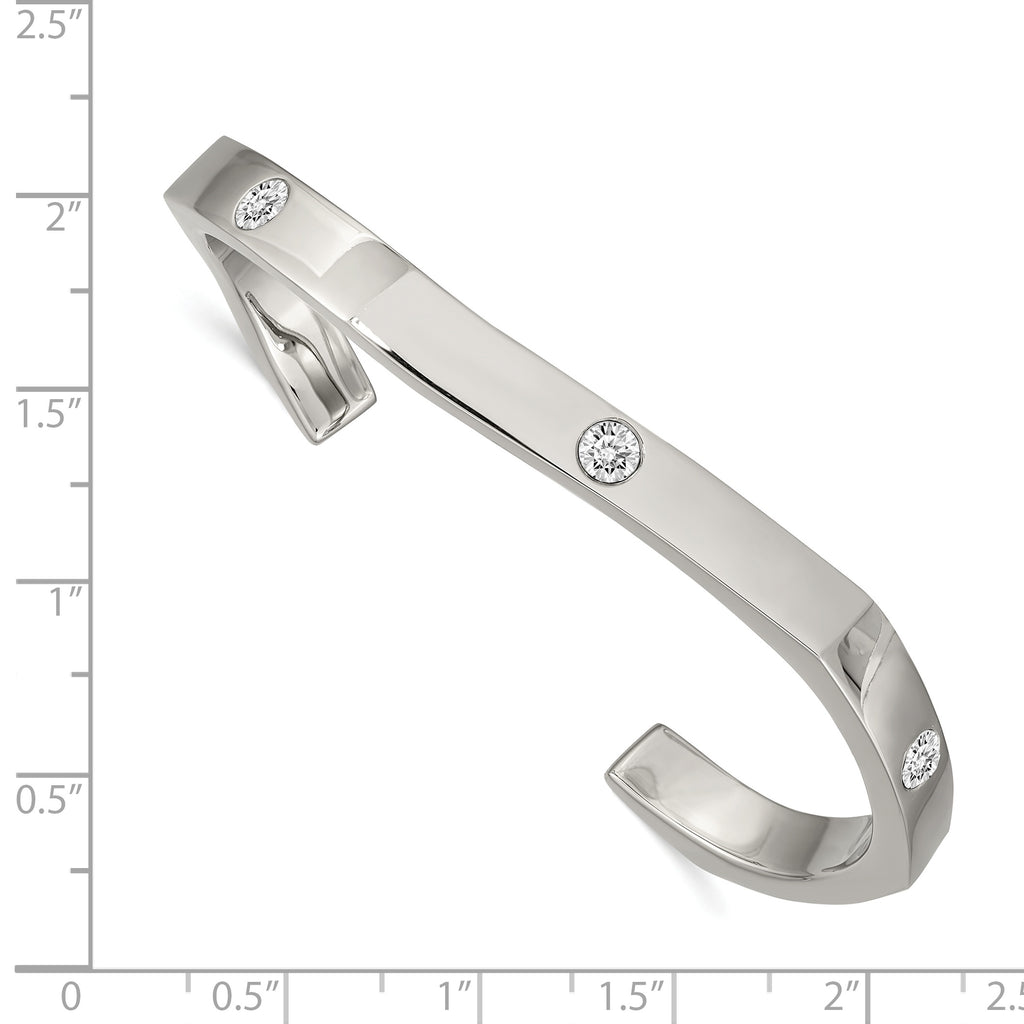Chisel Stainless Steel Polished with Crystals from Crystal 6mm Cuff Bangle