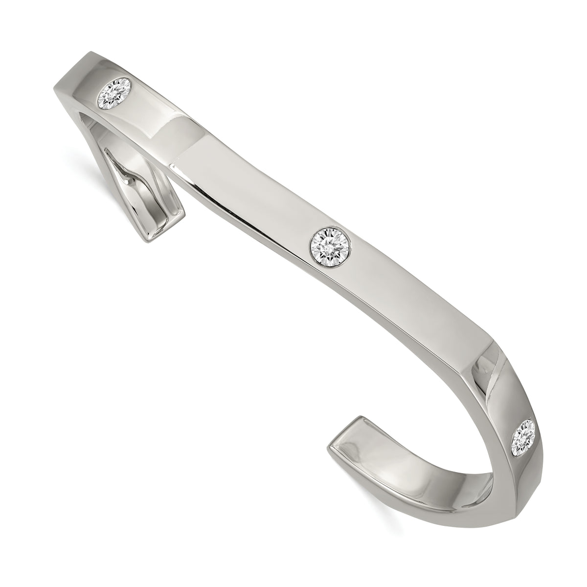 Chisel Stainless Steel Polished with Crystals from Swarovski 6mm Cuff Bangle