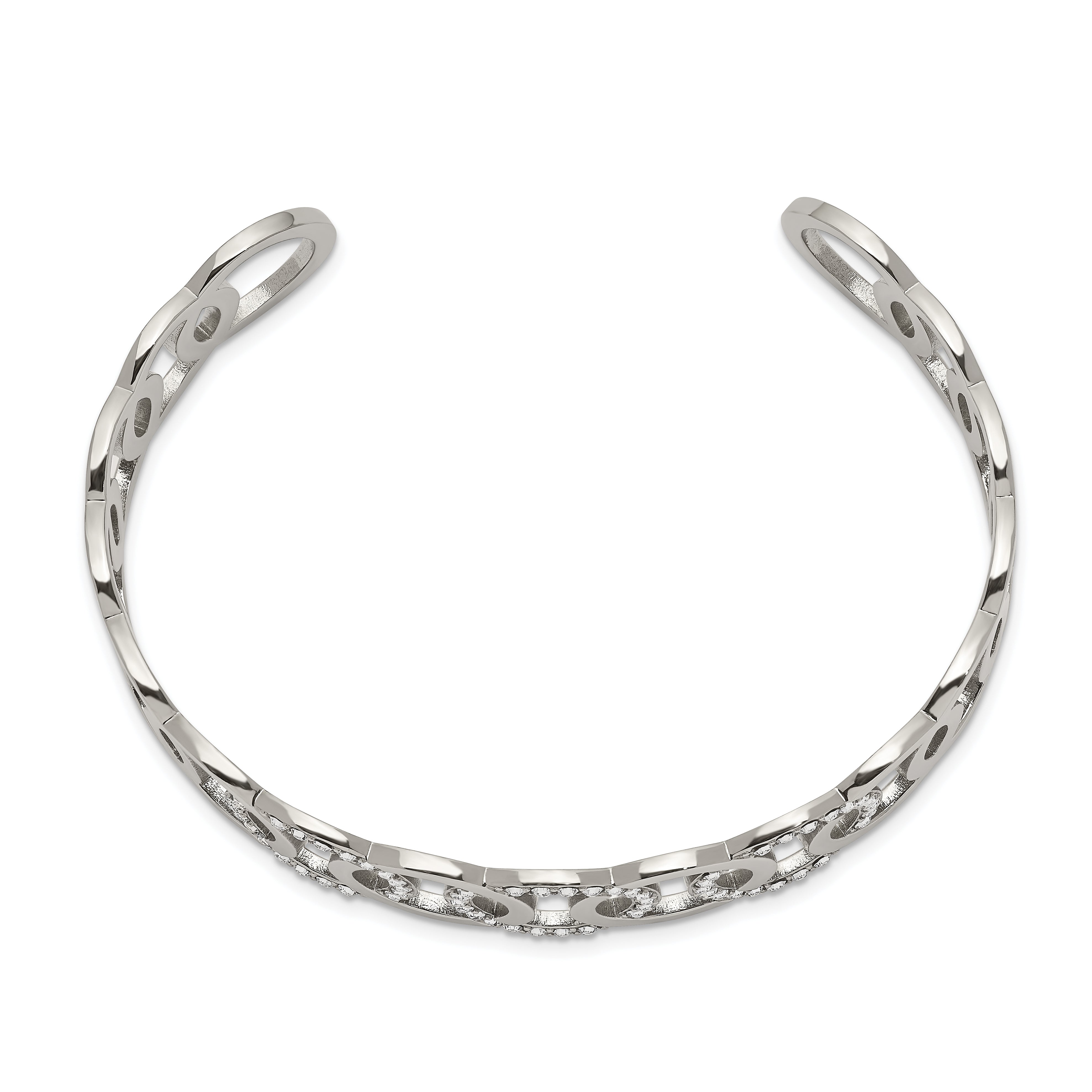 Chisel Stainless Steel Polished with Crystals from Crystal 14.5mm Circles Cuff Bangle Secondary image