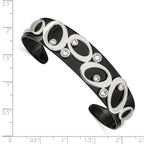 Chisel Stainless Steel Polished Black IP-plated with Crystals from Crystal Cuff Bangle