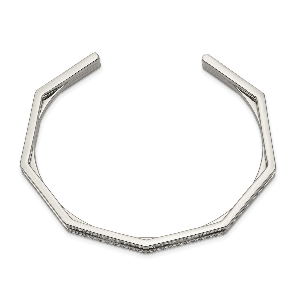 Stainless Steel Polished with Crystals from Crystal 7mm Cuff Bangle