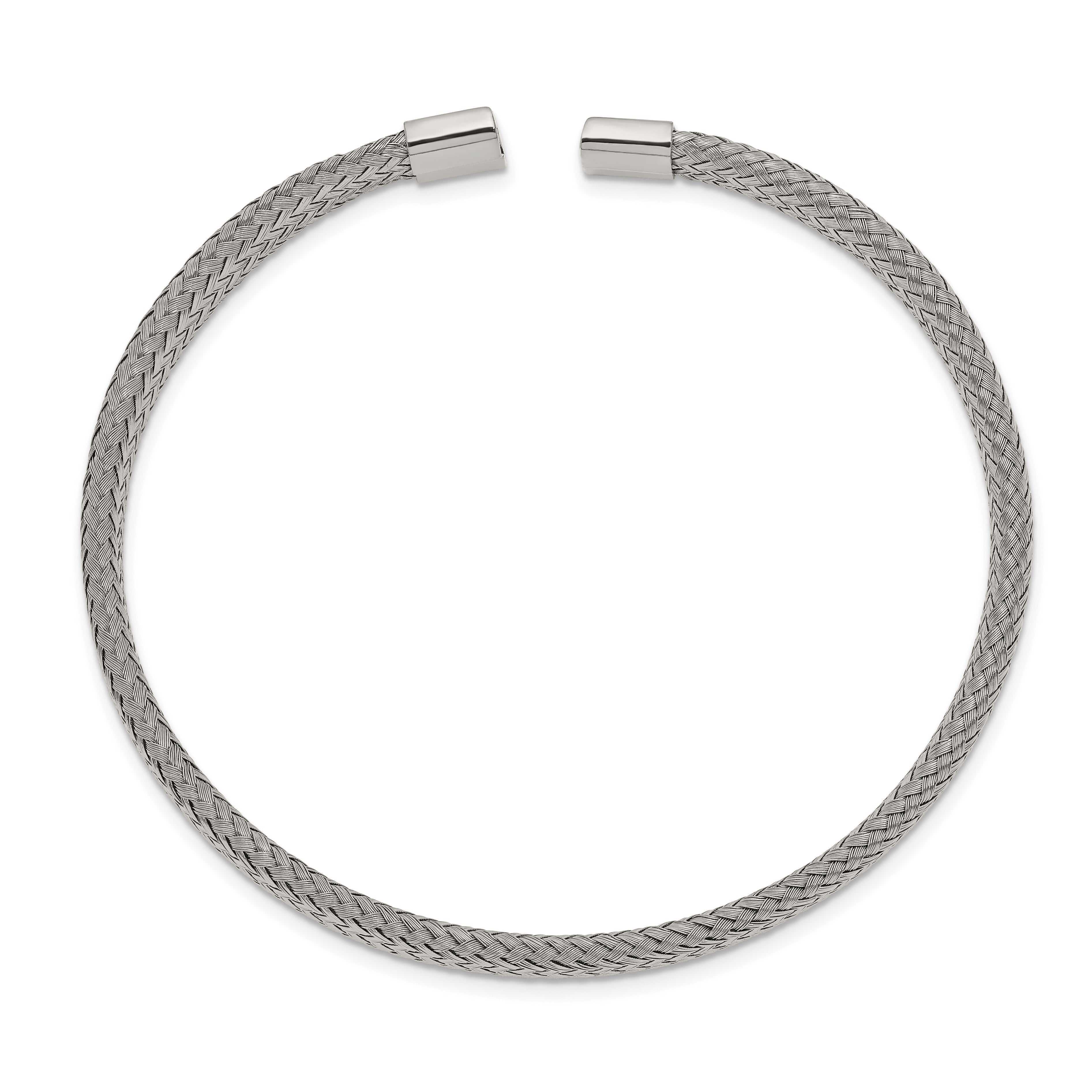 Chisel Stainless Steel Polished 6mm Mesh Wire Cuff Bangle Secondary image