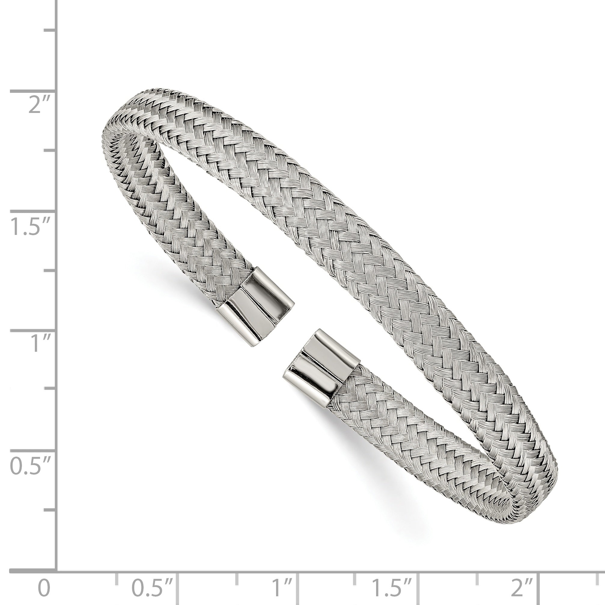 Chisel Stainless Steel Polished 6mm Mesh Wire Cuff Bangle