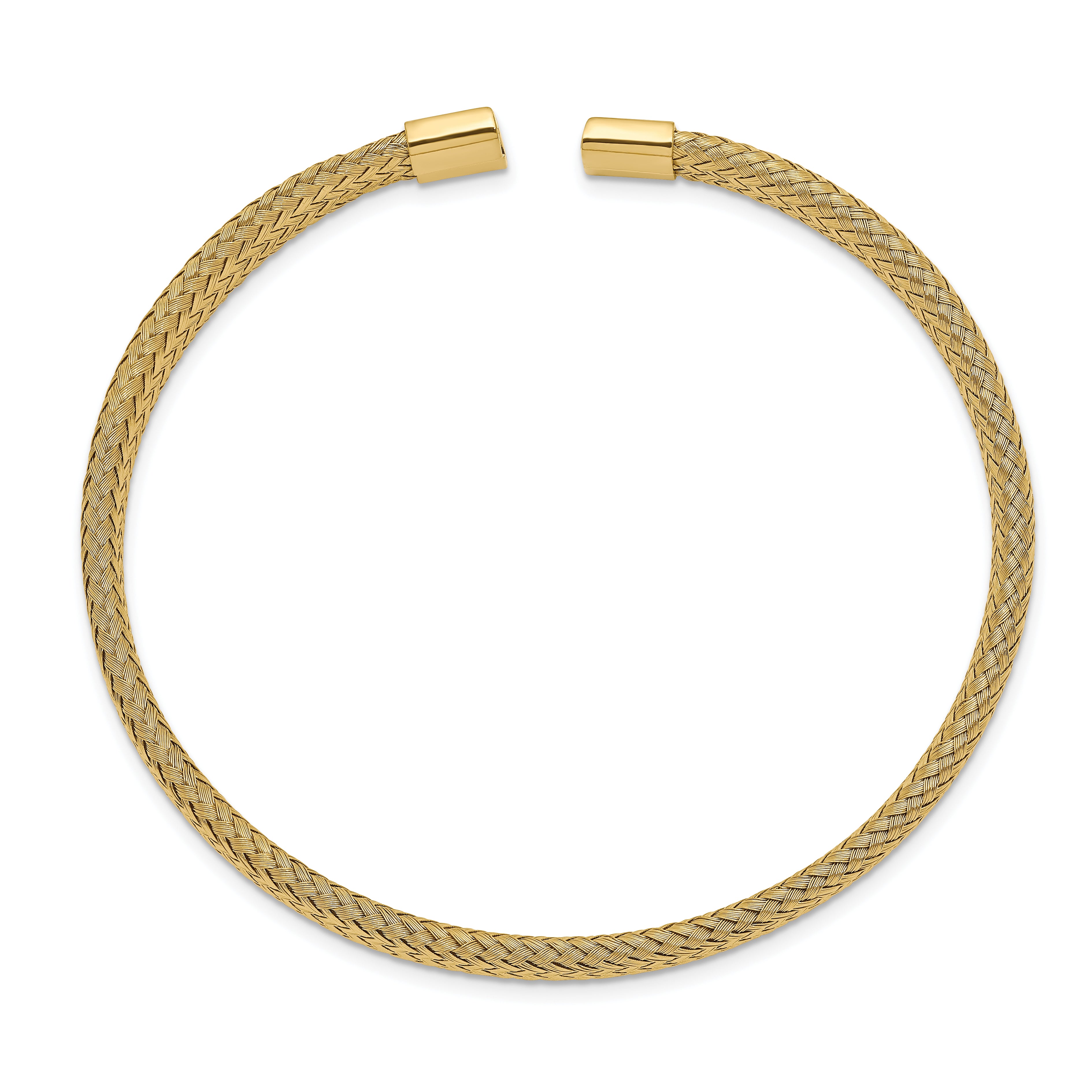Chisel Stainless Steel Polished Yellow IP-plated 6mm Mesh Wire Cuff Bangle