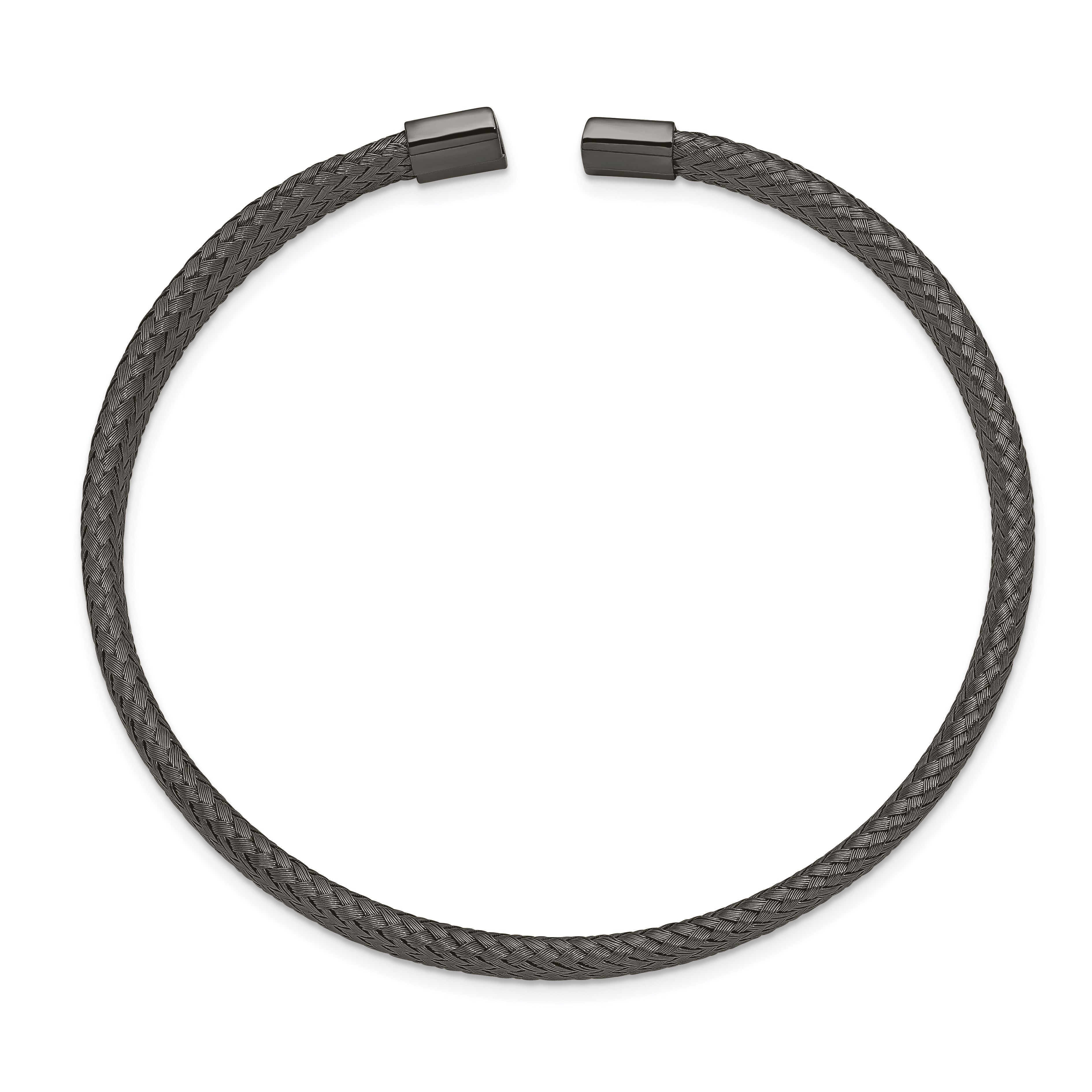 Chisel Stainless Steel Polished Black IP-plated 6mm Mesh Wire Cuff Bangle Secondary image