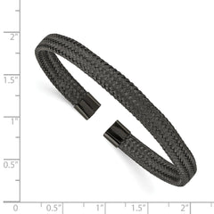 Chisel Stainless Steel Polished Black IP-plated 6mm Mesh Wire Cuff Bangle