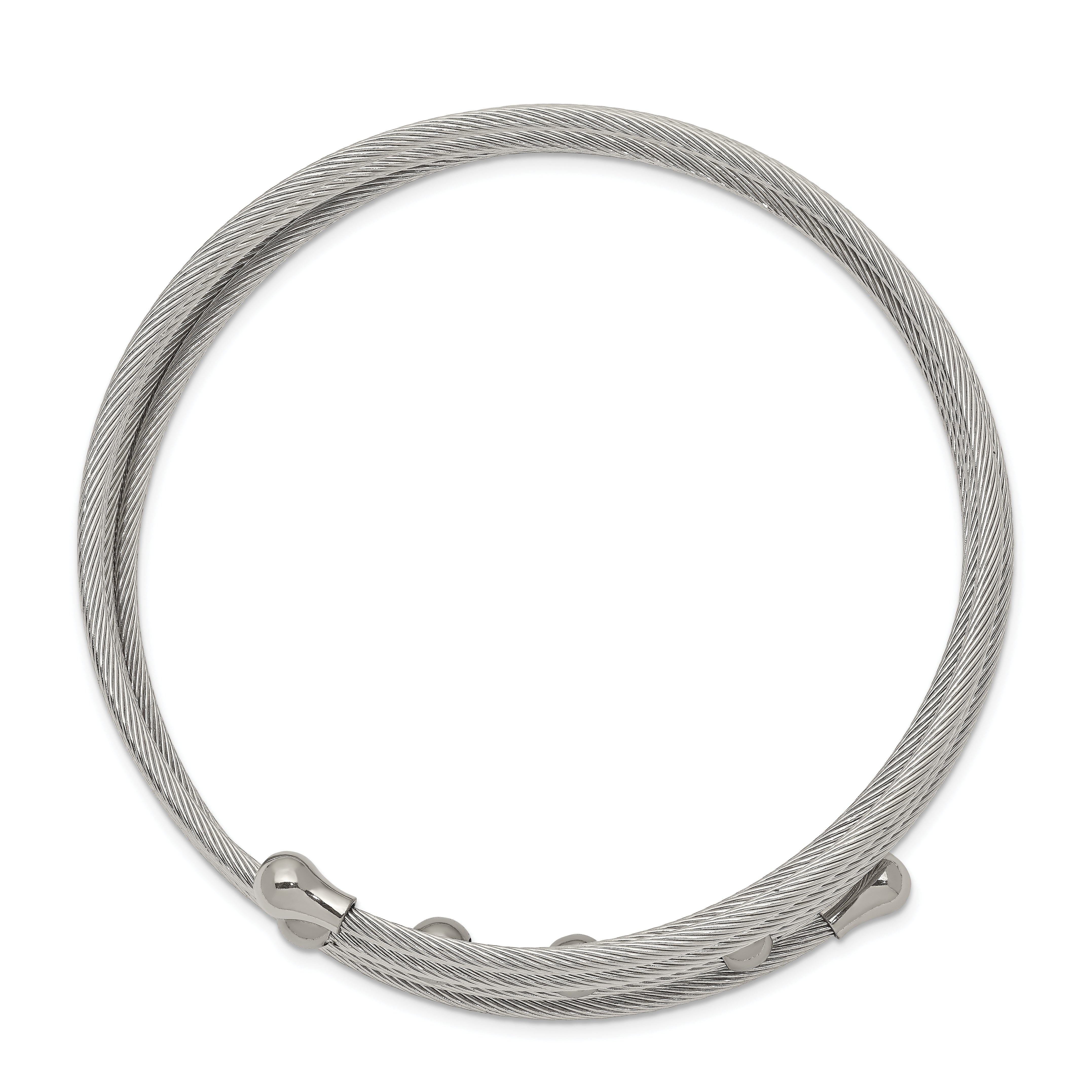 Chisel Stainless Steel Polished Flexible Coil Bangle Secondary image