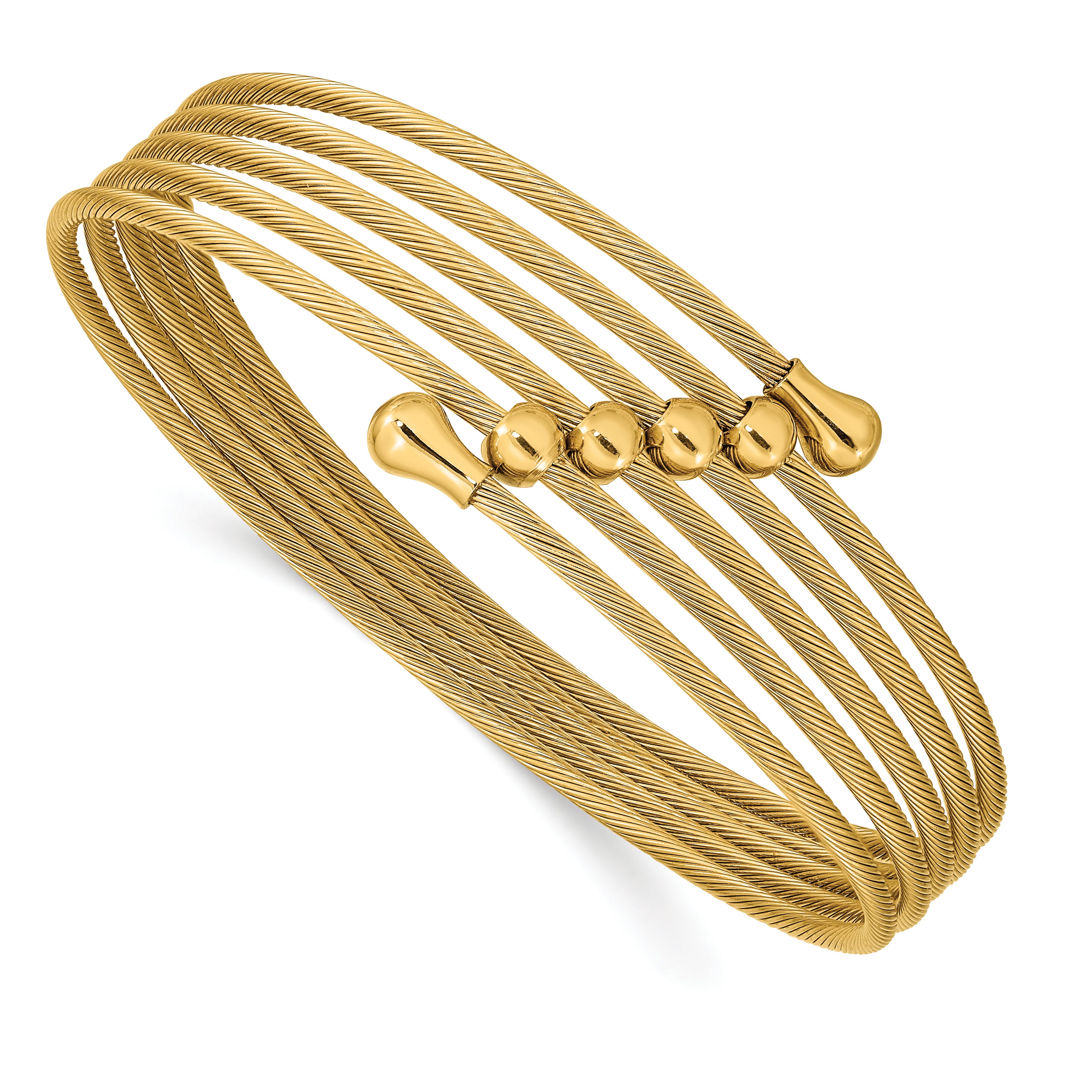 Chisel Stainless Steel Polished Yellow IP-plated Flexible Coil Bangle Main image