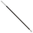 Chisel Stainless Steel Brushed and Polished Square Hematite Beaded 7 inch Bracelet with 1.25 inch Extension