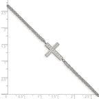 Chisel Stainless Steel Polished CZ Sideways Cross 6.25 inch Bracelet with 2 inch Extension