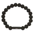 Medical ID Lava Stone Stretch Bracelet in Stainless Steel