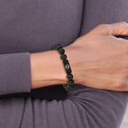 Medical ID Lava Stone Stretch Bracelet in Stainless Steel