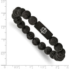 Medical ID Lava Stone Stretch Bracelet in Stainless Steel