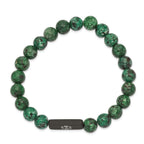 Medical ID Beaded Stretch Bracelet in Black Stainless Steel