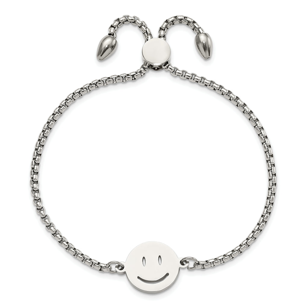 Happy Face Adjustable Bracelet in Stainless Steel