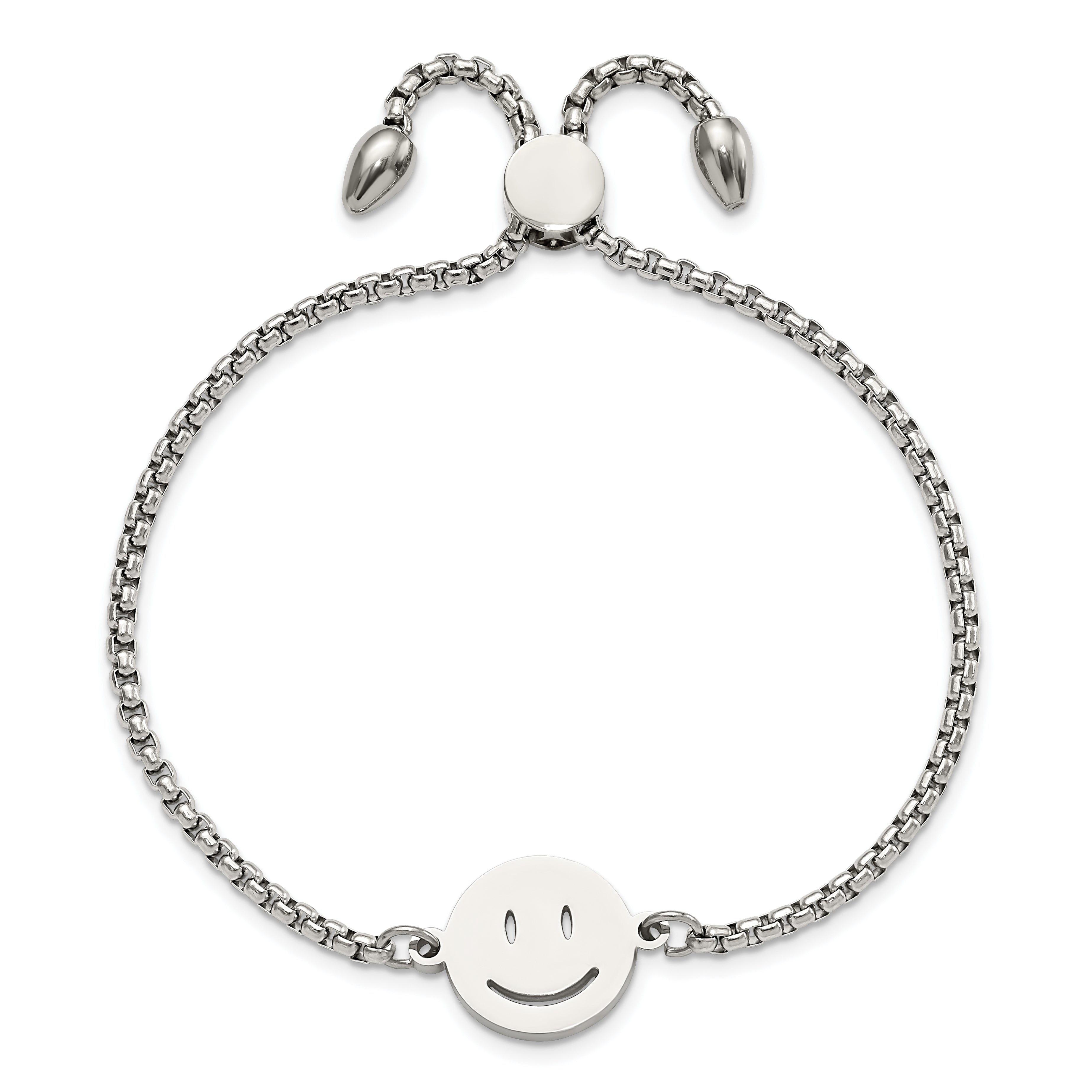 Happy Face Adjustable Bracelet in Stainless Steel