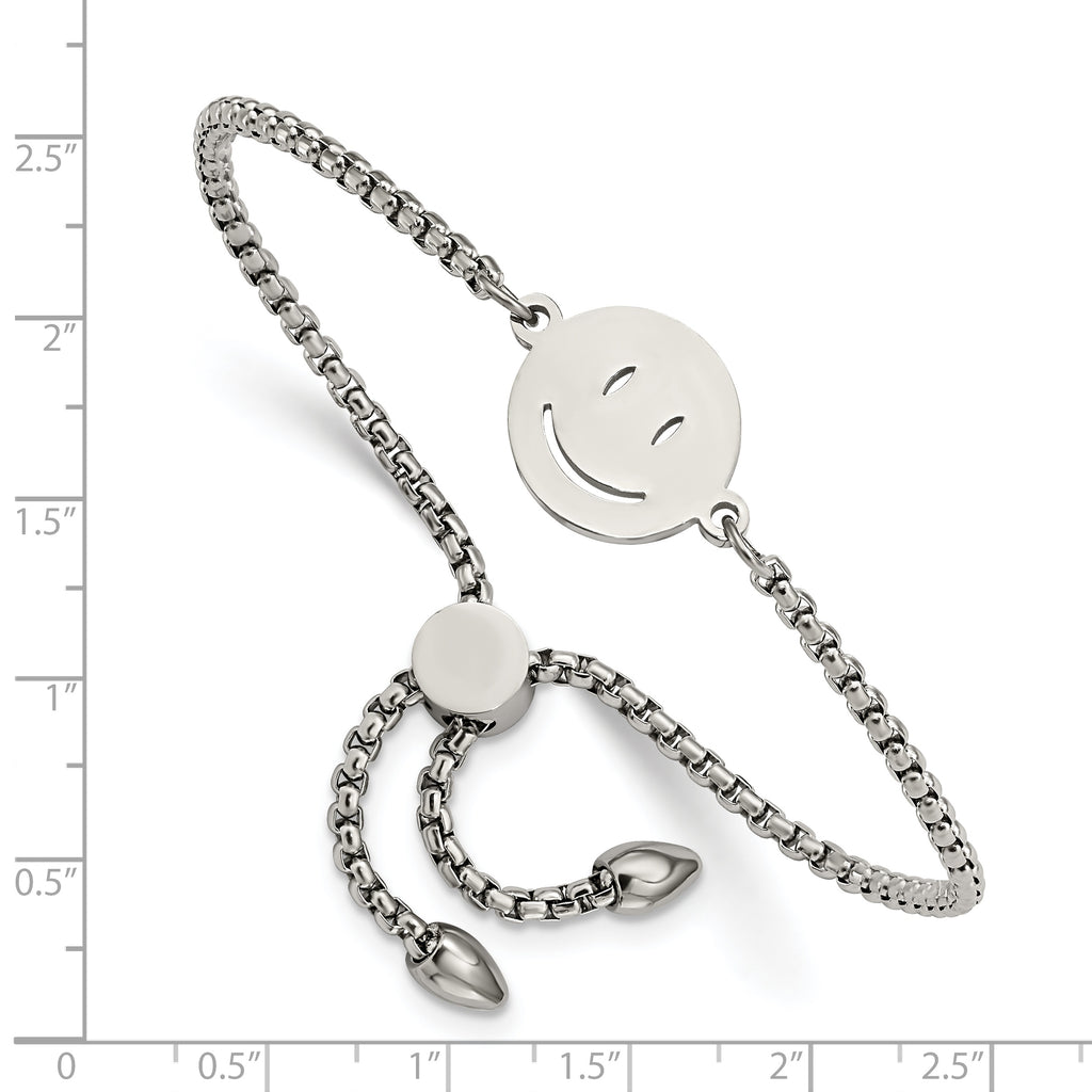 Happy Face Adjustable Bracelet in Stainless Steel