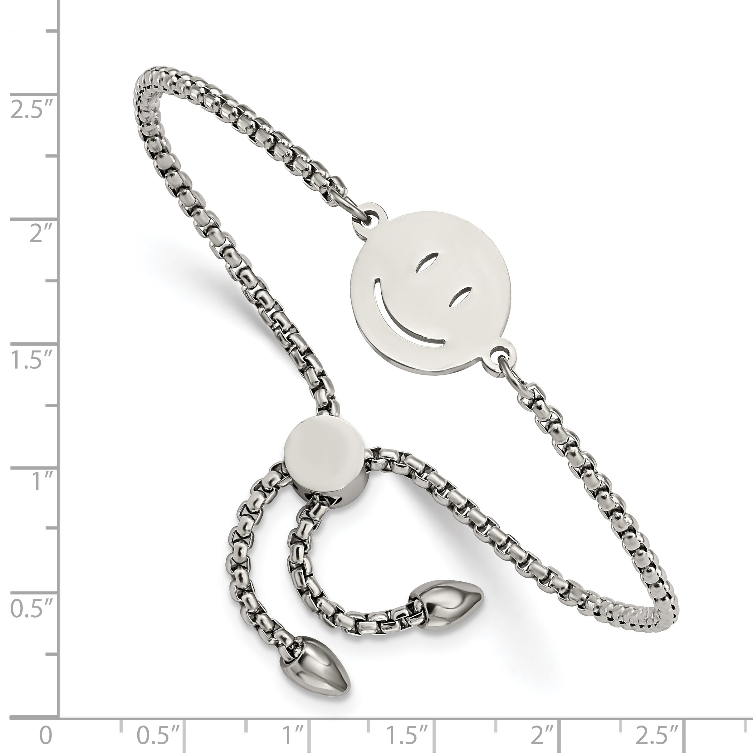 Happy Face Adjustable Bracelet in Stainless Steel