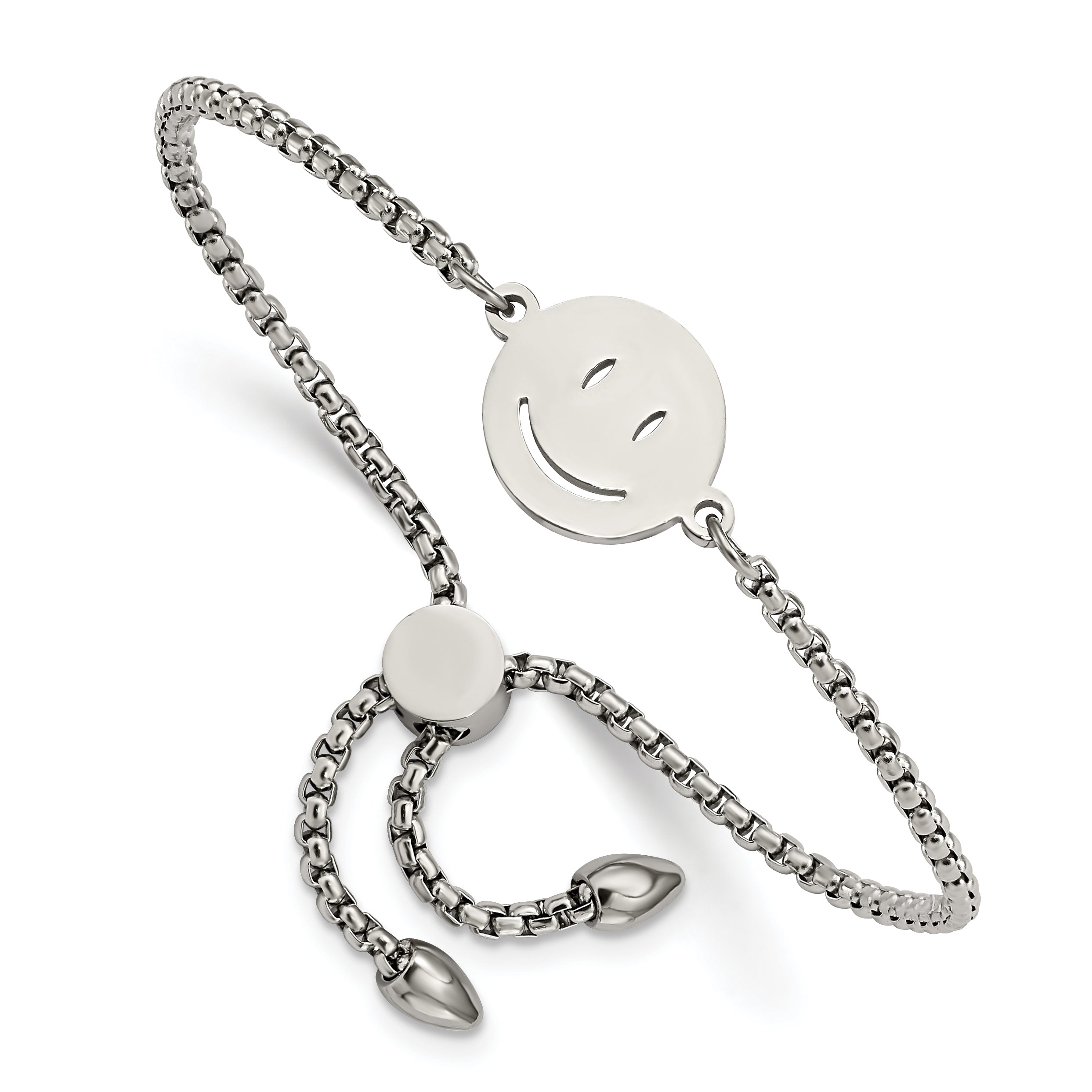 Chisel Stainless Steel Polished Happy Face Adjustable Bracelet Main image