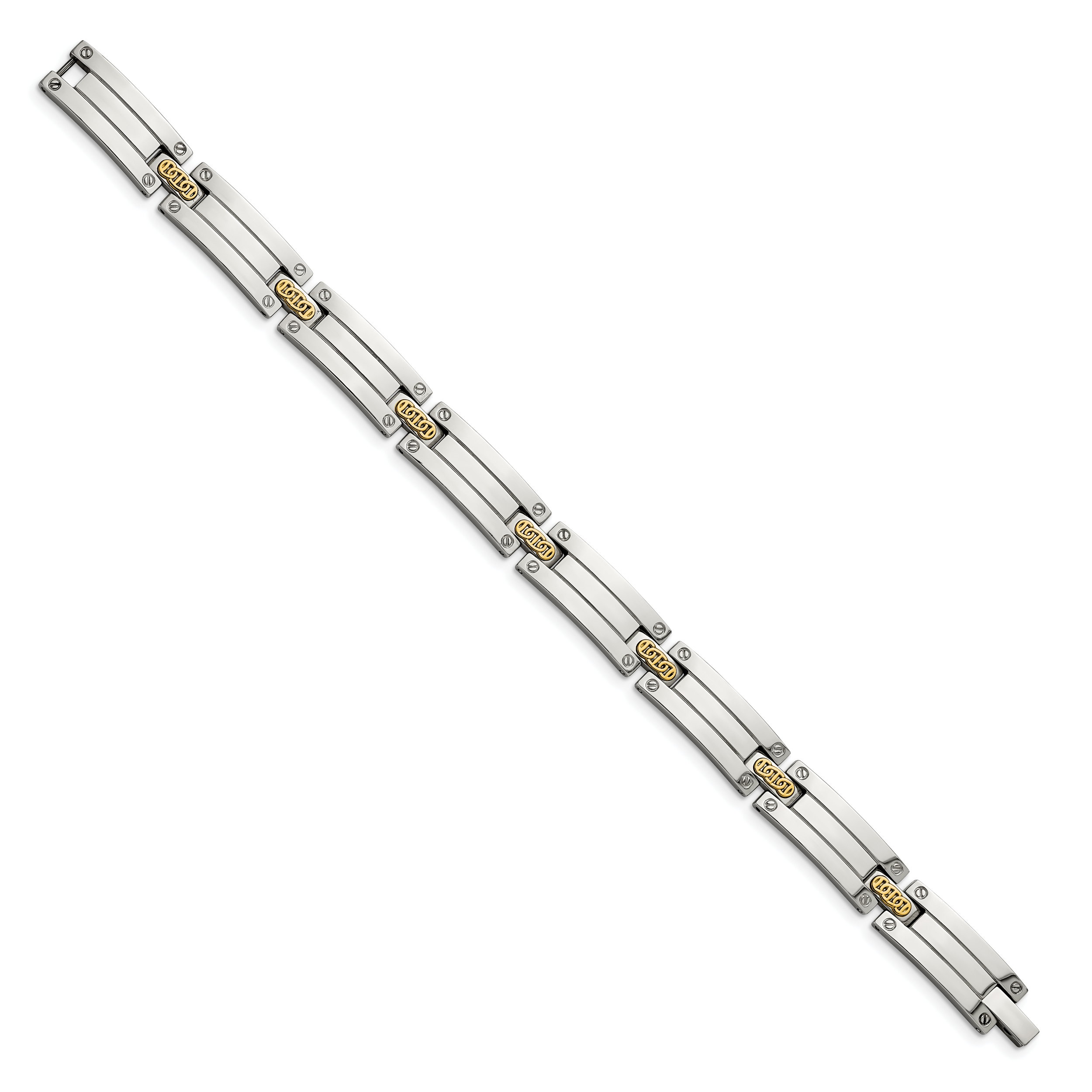 Chisel Stainless Steel with 14k Gold Accent Polished 8.5 inch Link Bracelet Secondary image