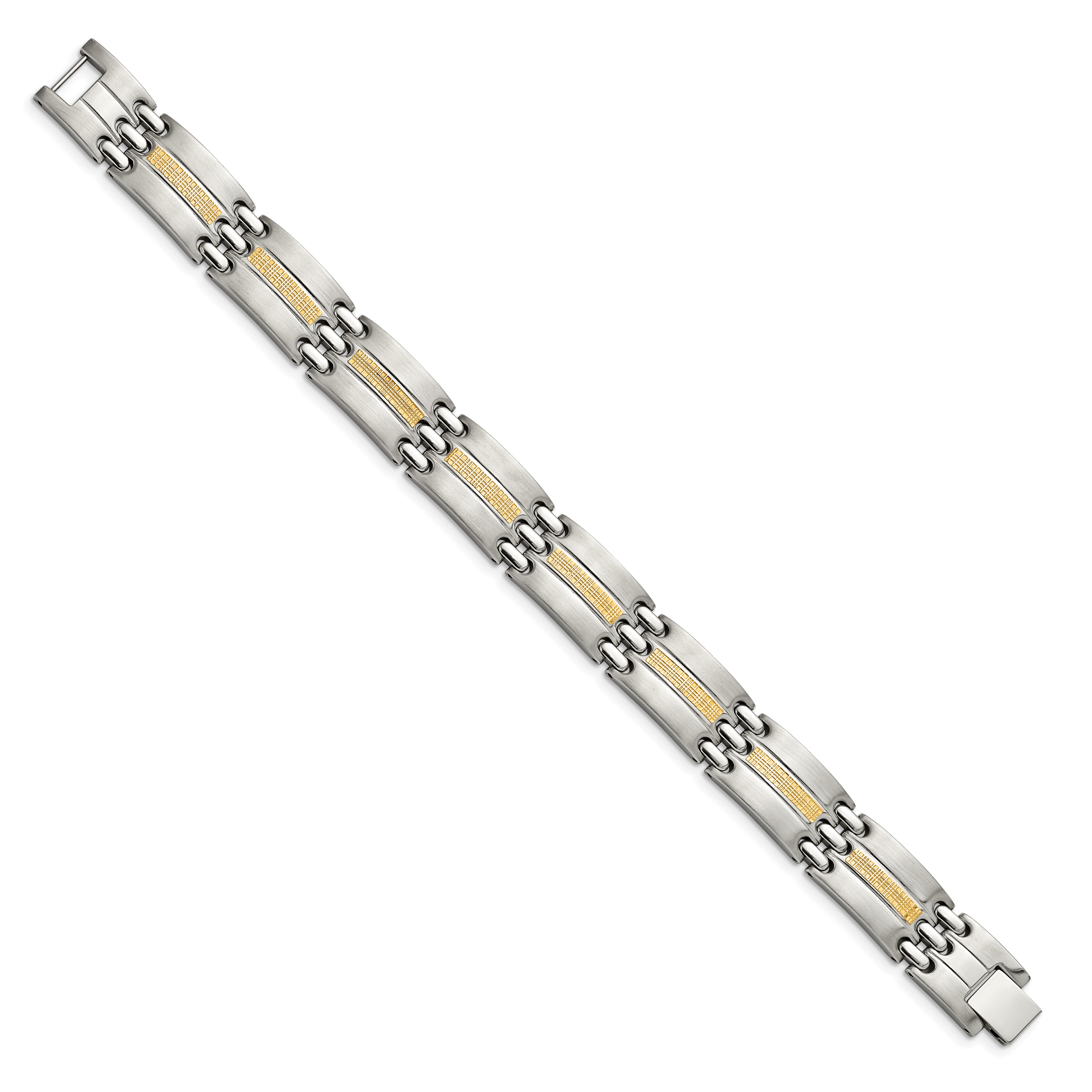 Chisel Stainless Steel with 14k Gold Accent Brushed and Polished 8.5 inch Link Bracelet Secondary image