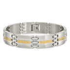 Chisel Stainless Steel with 14k Gold Accent Brushed and Polished 8.5 inch Link Bracelet