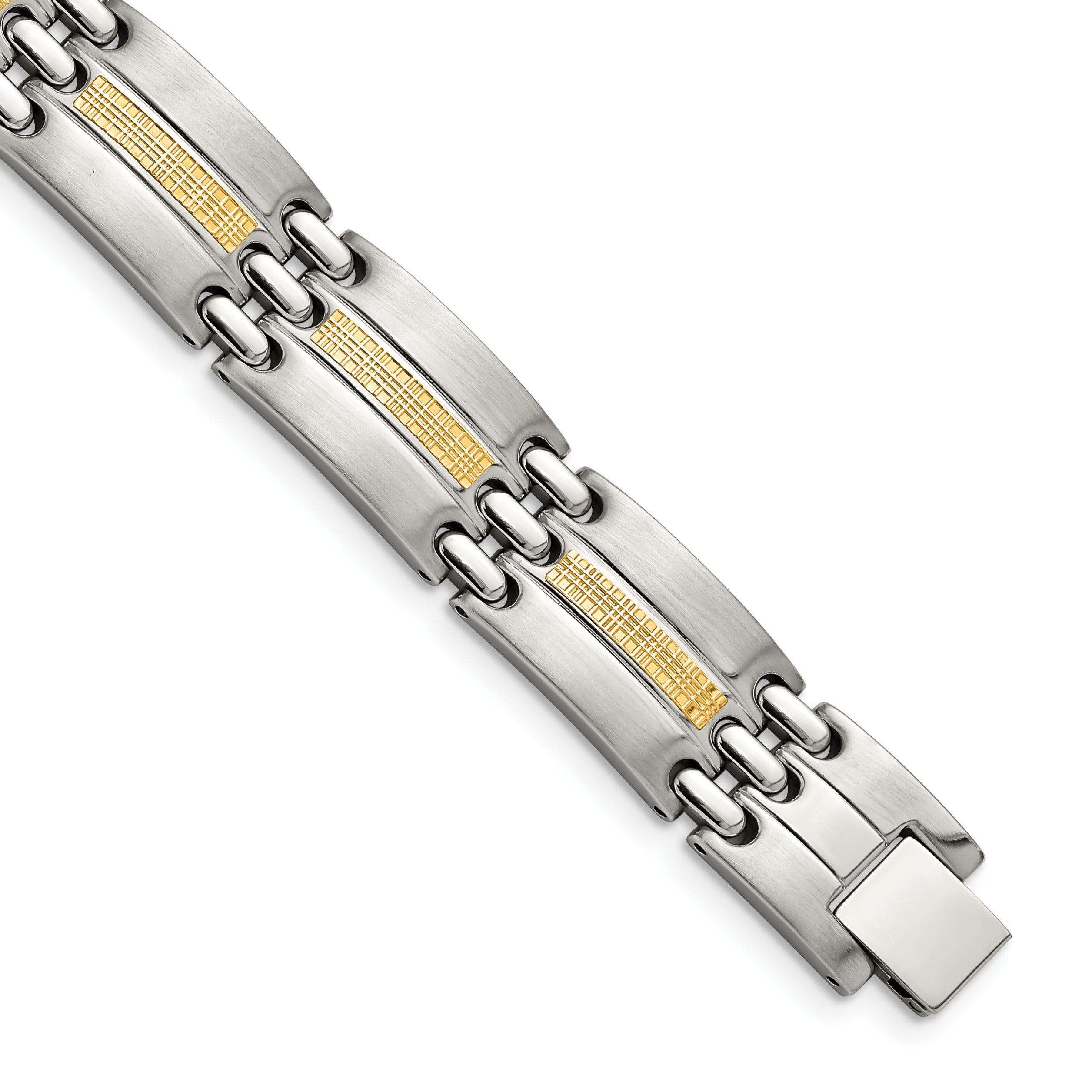 Chisel Stainless Steel with 14k Gold Accent Brushed and Polished 8.5 inch Link Bracelet Main image