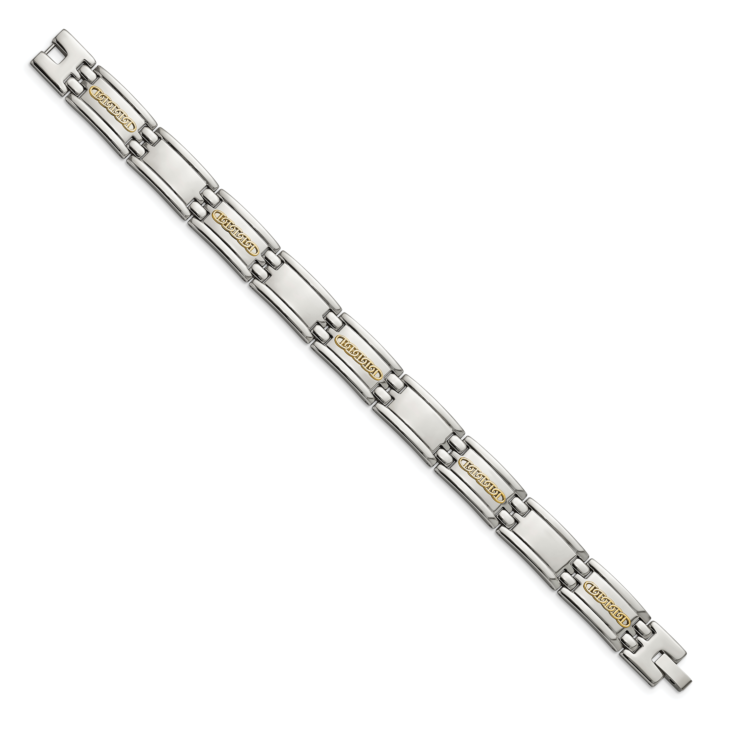 Chisel Stainless Steel with 14k Gold Accent Polished 8.75 inch Link Bracelet Secondary image