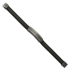 Chisel Stainless Steel Brushed and Polished Gun Metal IP-plated Black Rubber 8.5 inch Bracelet