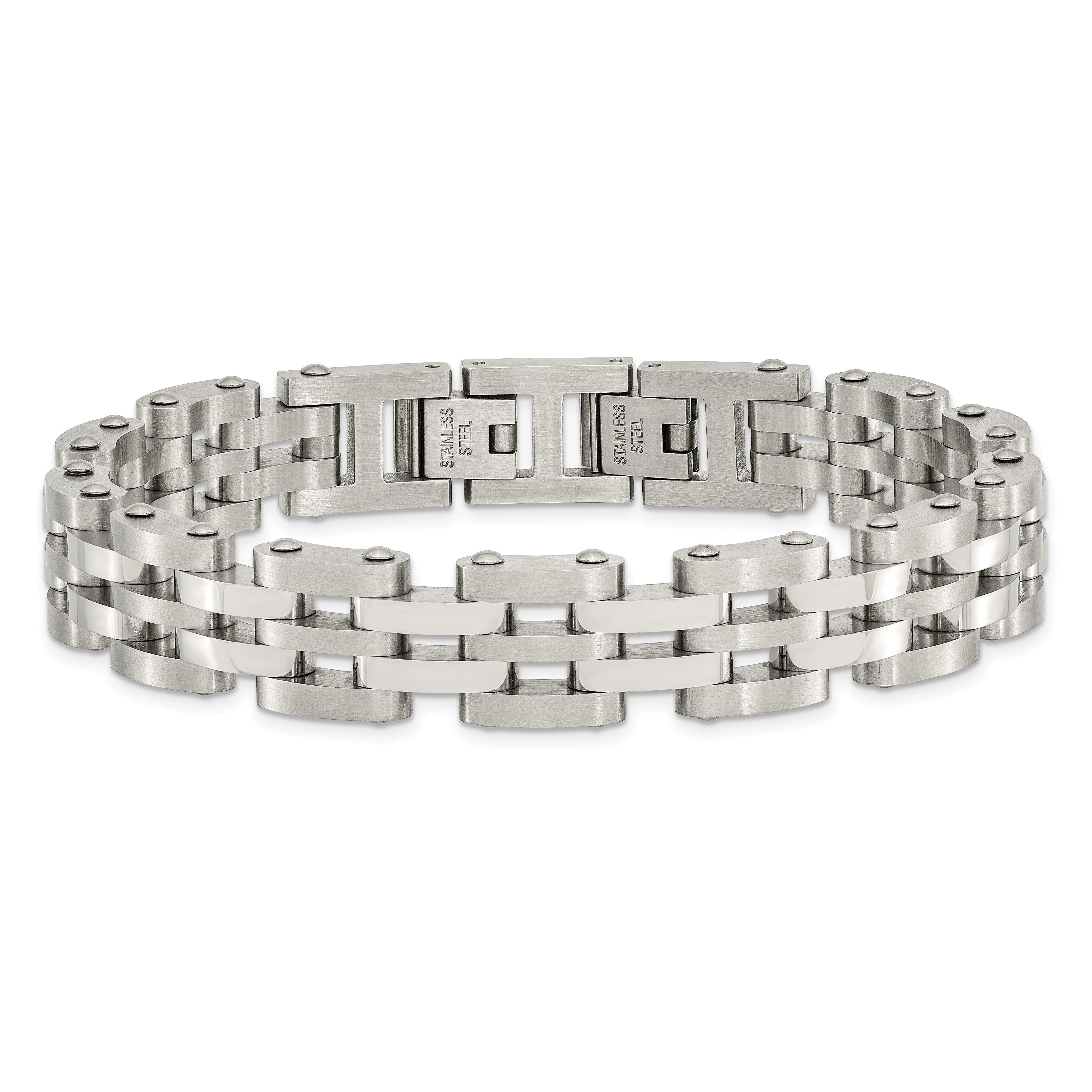 Chisel Stainless Steel Brushed and Polished 8.75 inch Link Bracelet