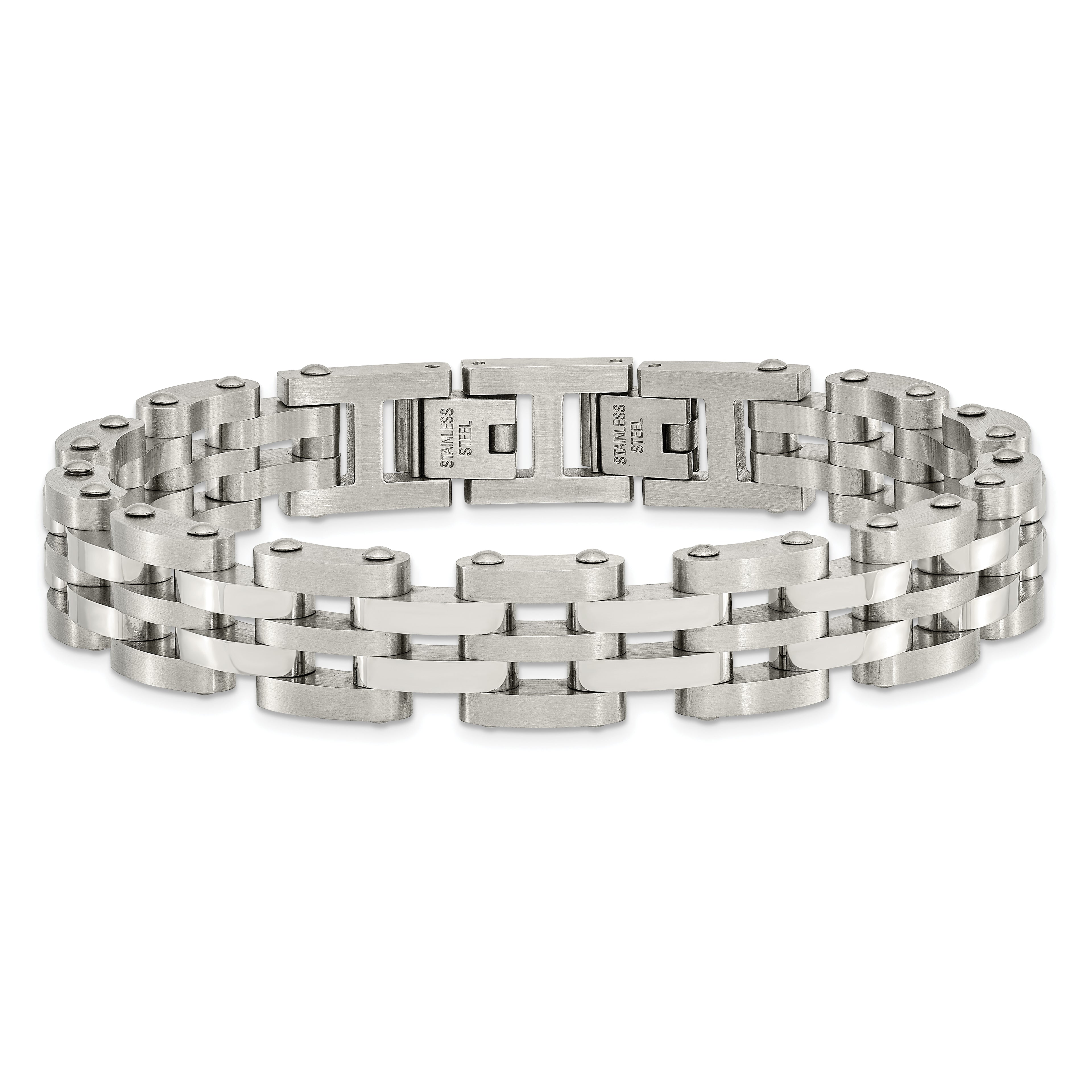 Chisel Stainless Steel Brushed and Polished 8.75 inch Link Bracelet